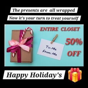 ENTIRE CLOSET 50% OFF CHRISTMAS EVE AND CHRISTMAS DAY♡♡